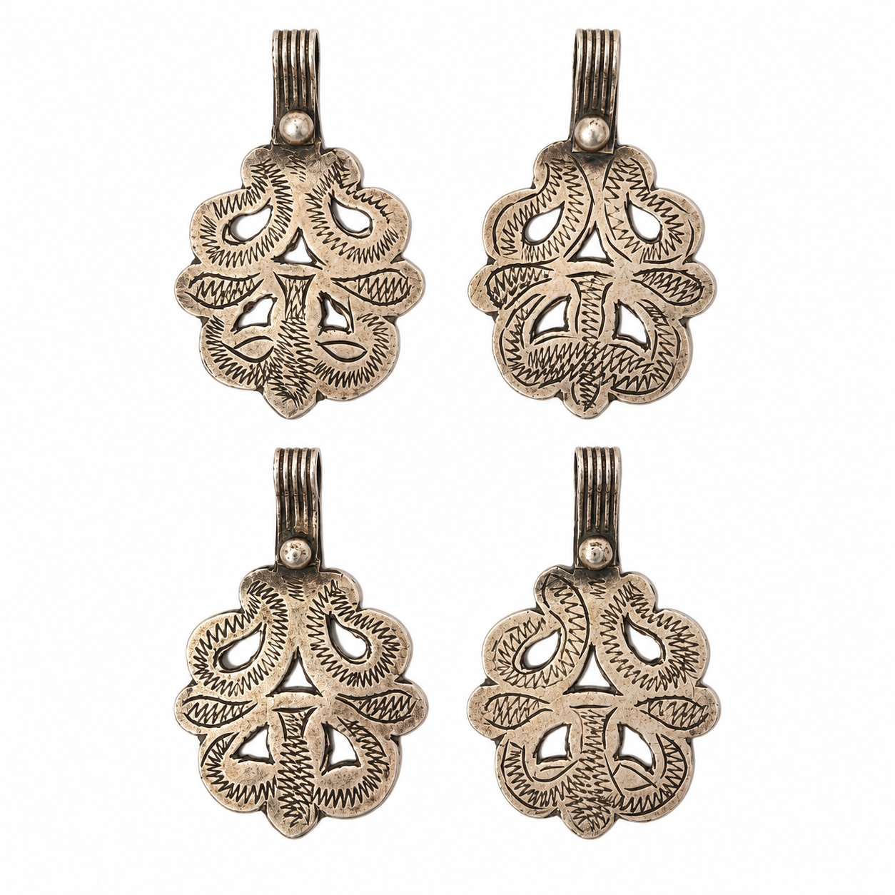 Berber Tifinagh Maroc Anciens Silver Pendant Vintage Necklace