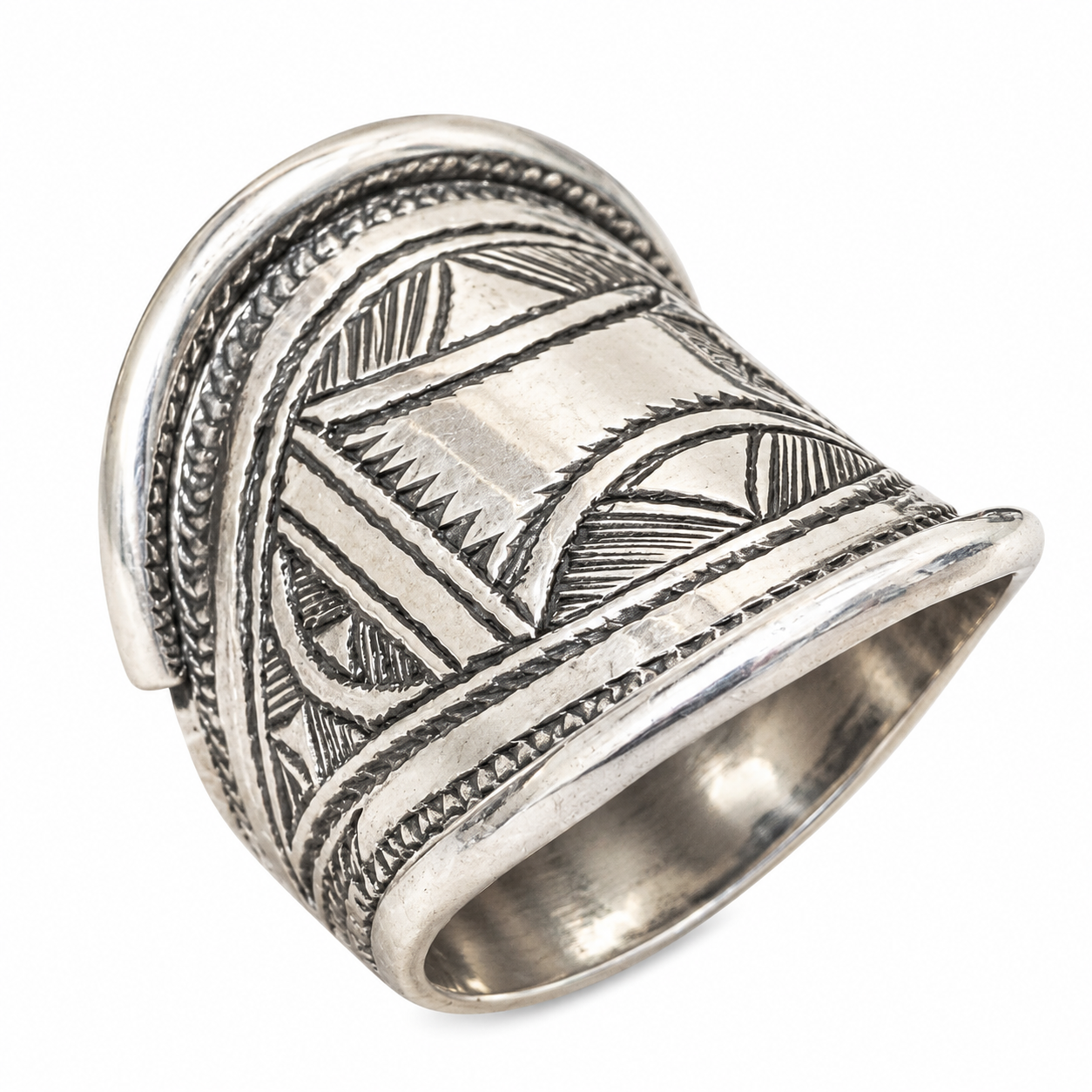 Berber Tuareg Alhawatime Massif Silver Engraved Decorative Ring
