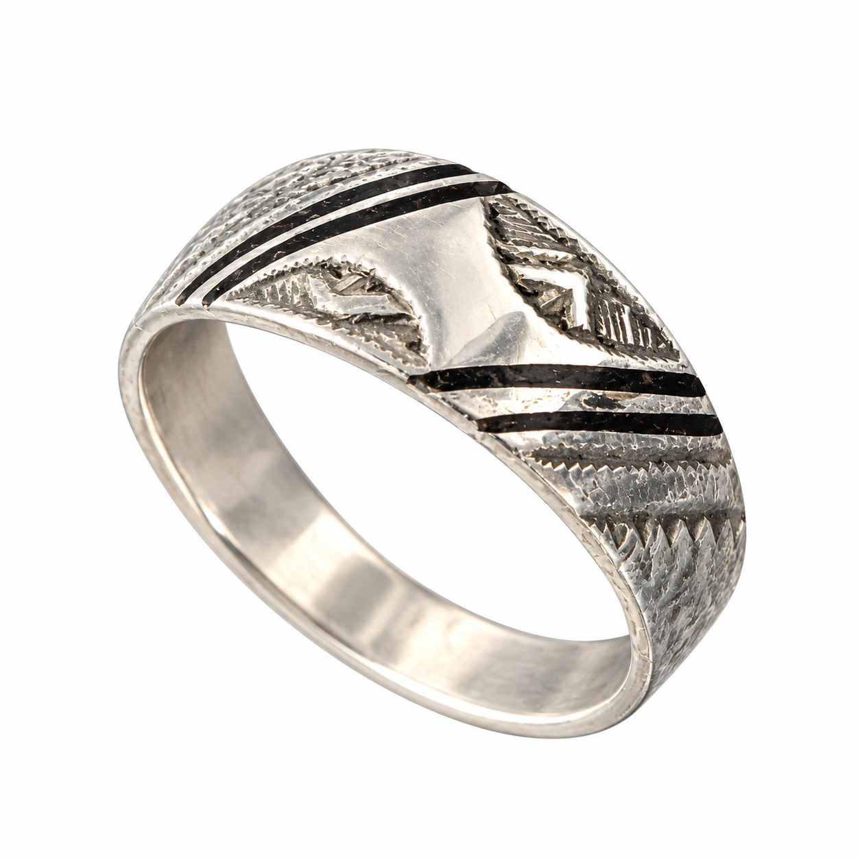 Berber Tuareg Alliance Ring with Silver and d’ébène Wood
