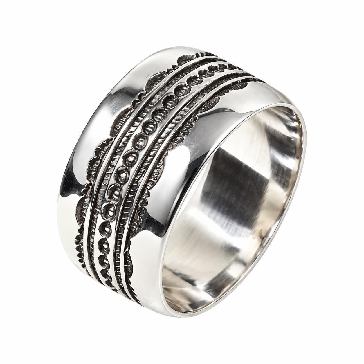 Berber Tuareg Amtlhan Massif Silver Ring with Engraved Design