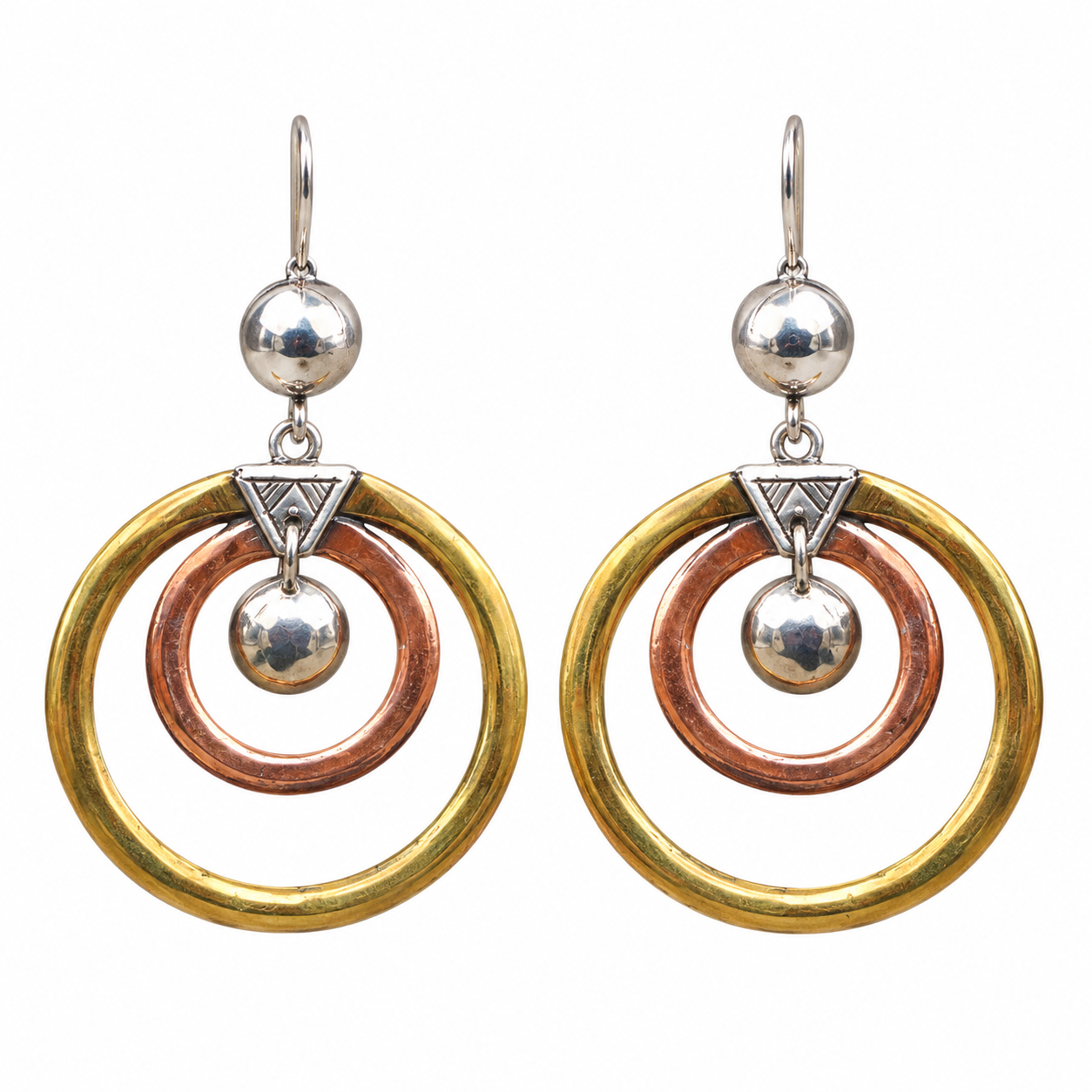 Berber Tuareg Circle Earrings with Silver Copper Brass Design