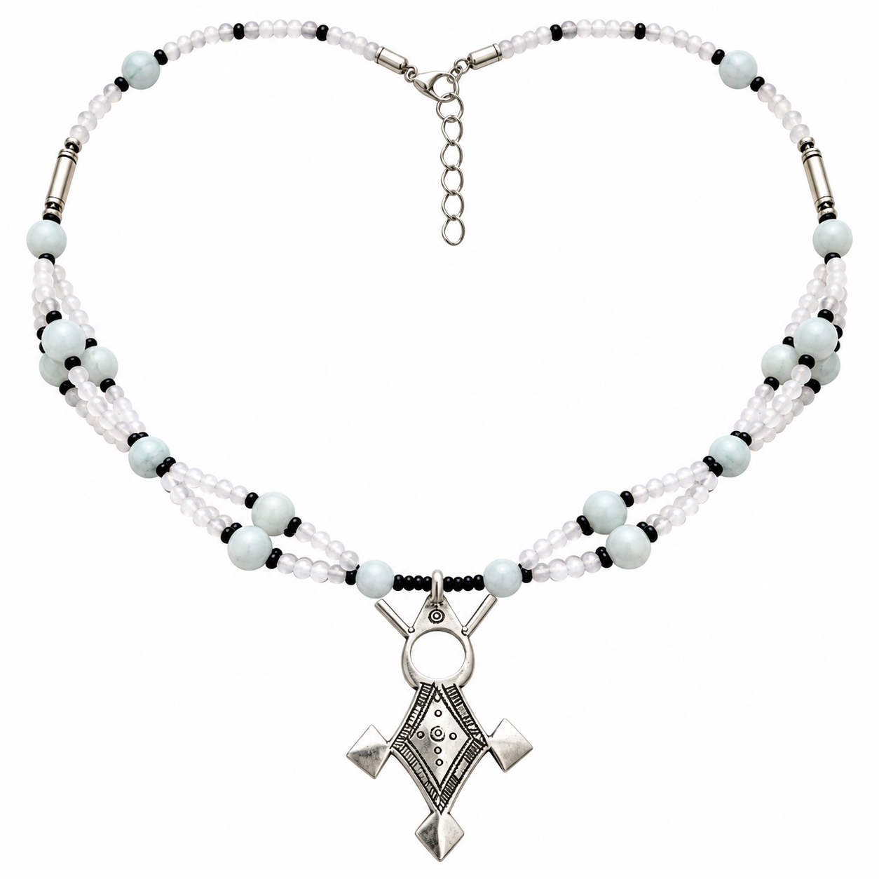 Berber Tuareg Croix d'Agadez Necklace with Agadez Design Motif