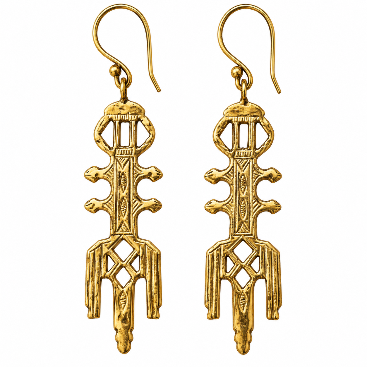 Berber Tuareg ITHRI Geometric Brass Earrings Handmade Jewelry