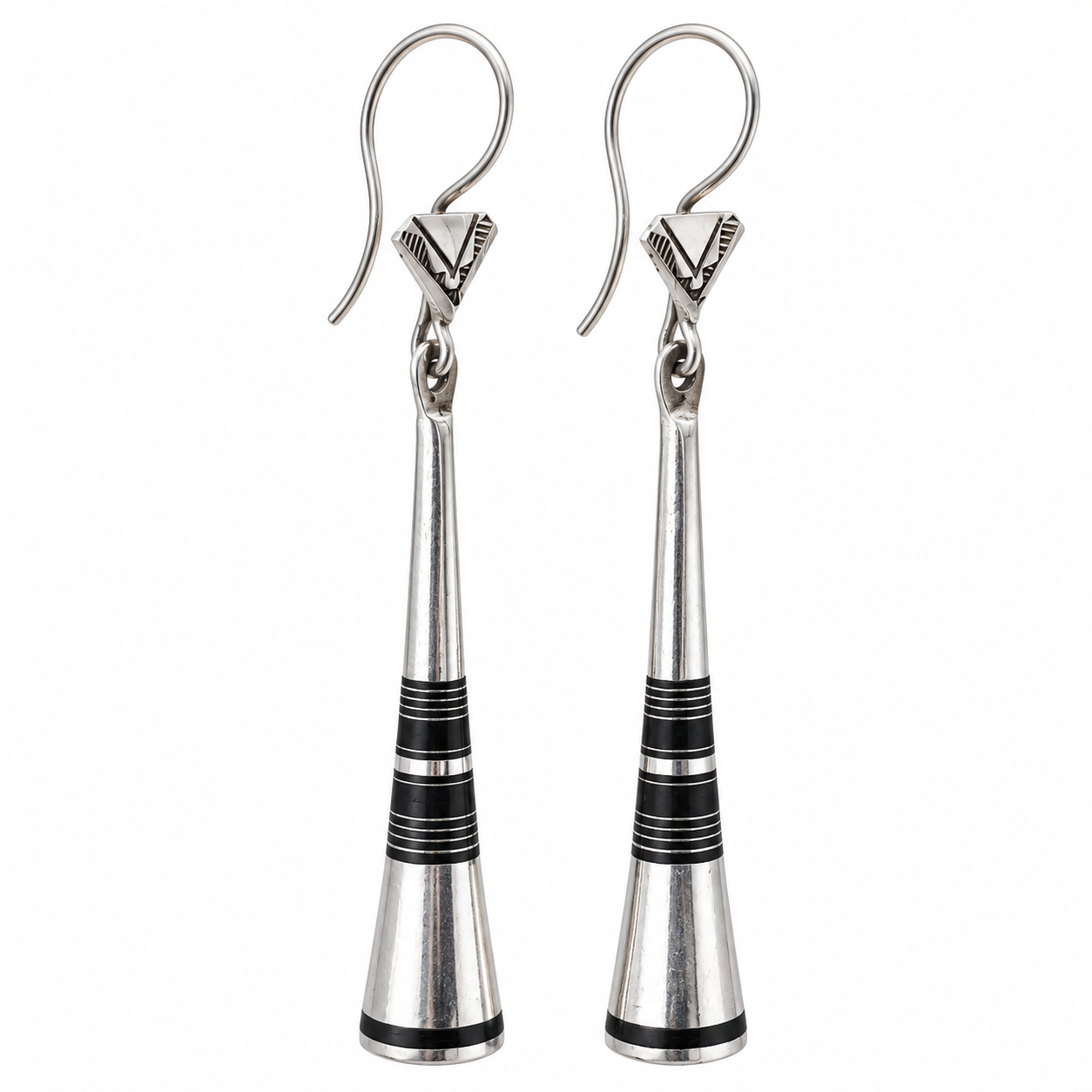 Berber Tuareg Pilons Silver Ebony Earrings with Amazigh Style