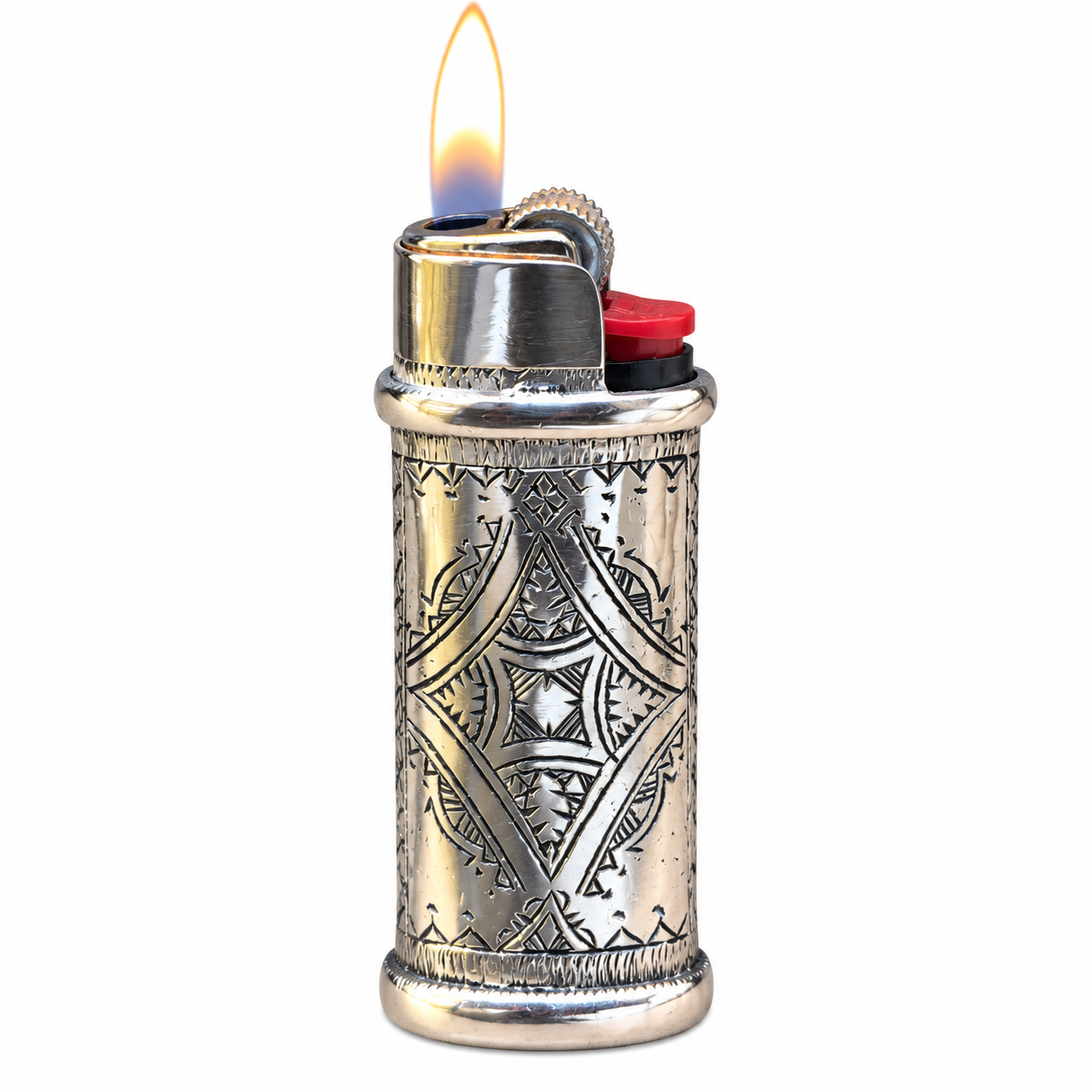 Berber Tuareg Porte Briquet Silver Holder with Engraved Motifs