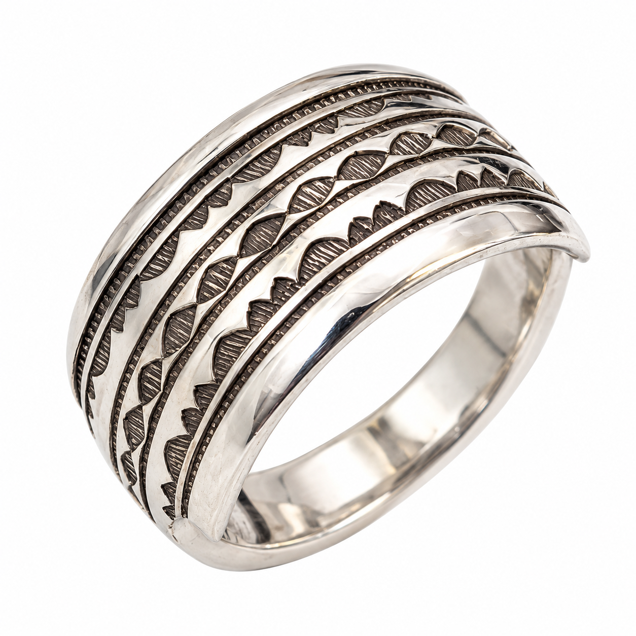 Berber Tuareg Silver Ring with Taszynht Engraved Design