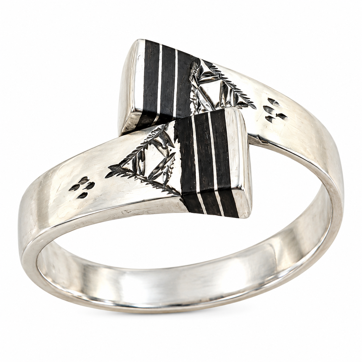 Berber Tuareg Sterling Silver Ebony Inlay Adjustable Ring