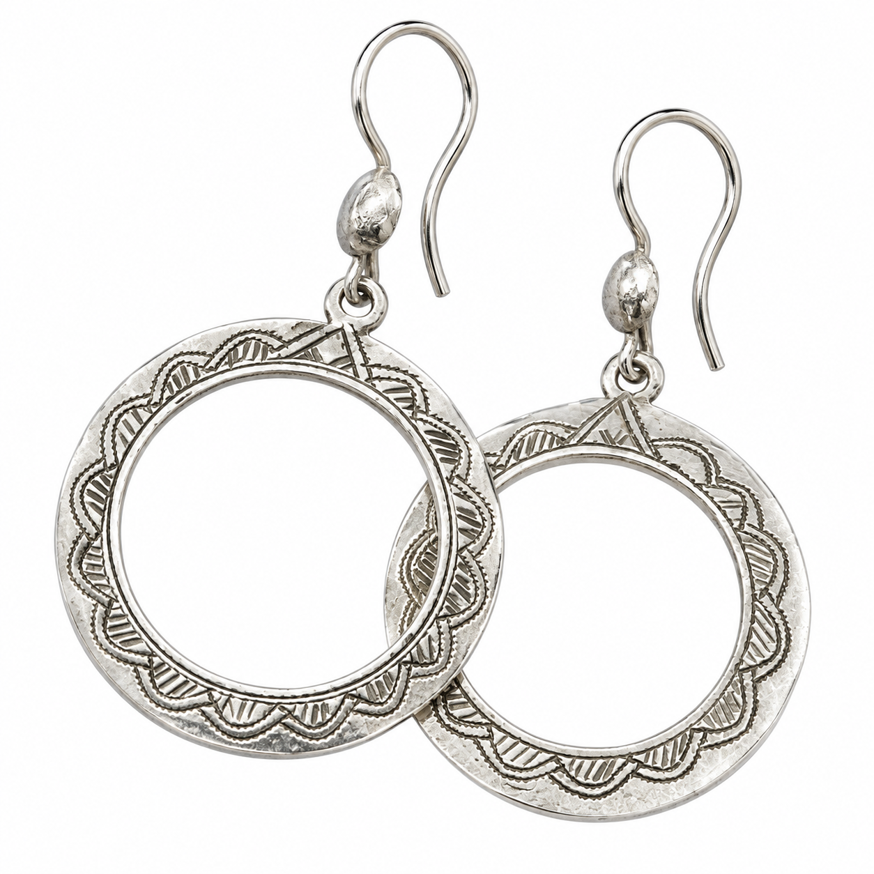 Berber Tuareg Taqzhne massif Silver Earrings with Amazigh Style
