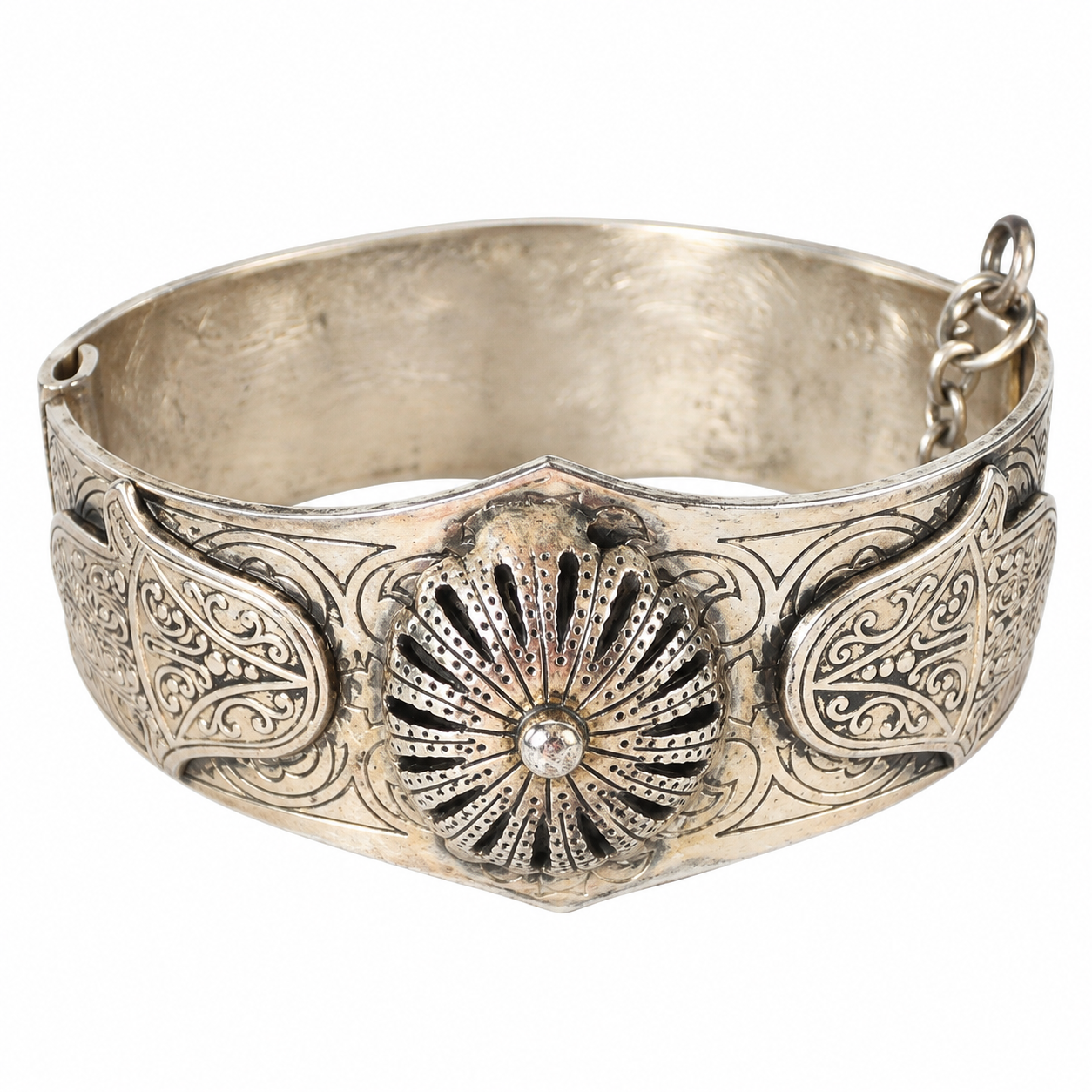 Berber Tuareg Vintage Camel Motif Silver Tone Cuff Bracelet