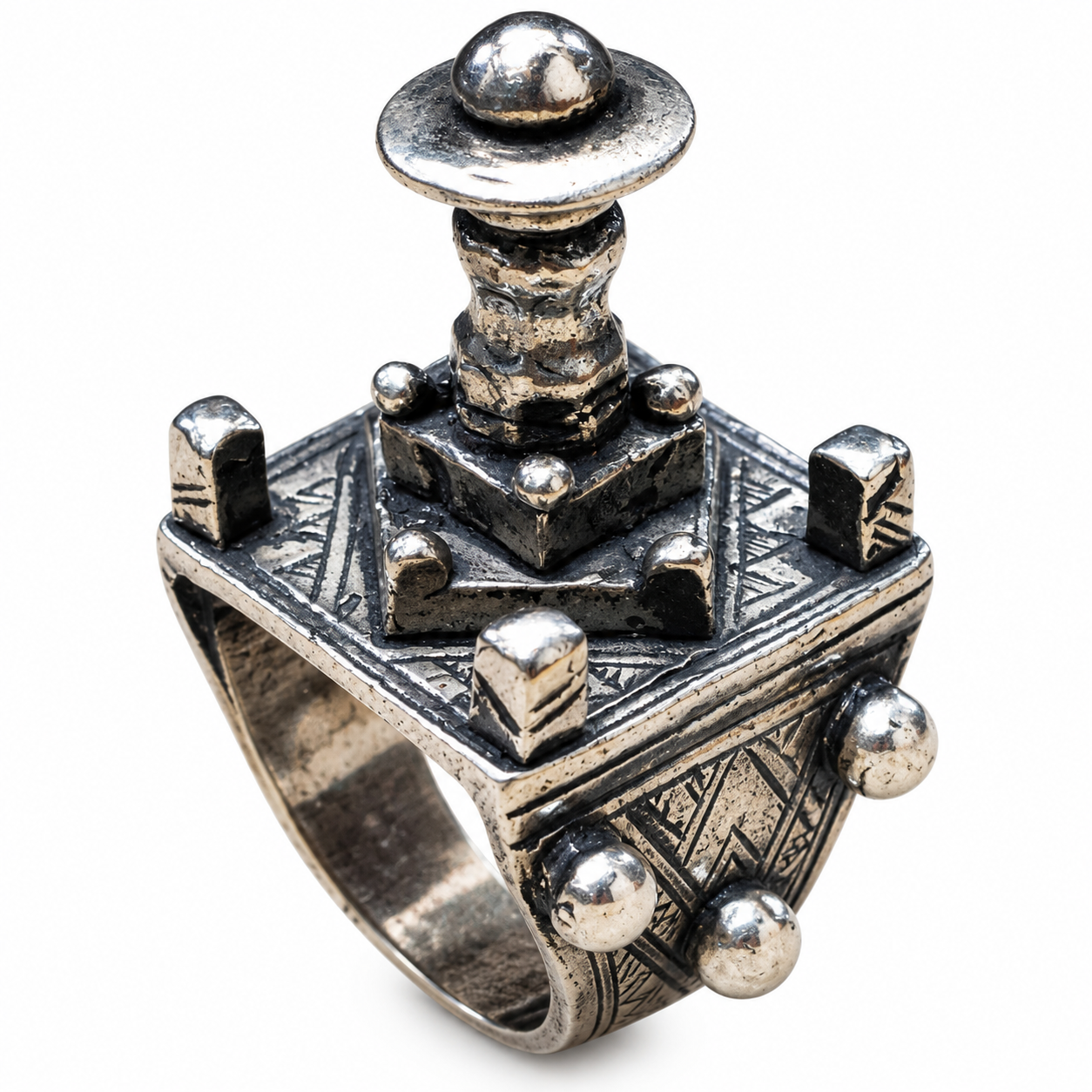 Berber Tuareg Vintage Handmade Silver Ring with Tribal Style