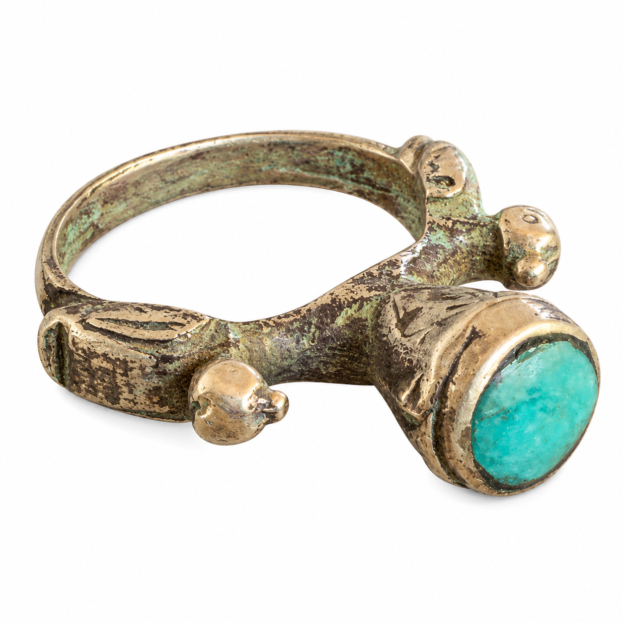 Berber Vintage Silver Bird Ring with Turquoise Statement Design