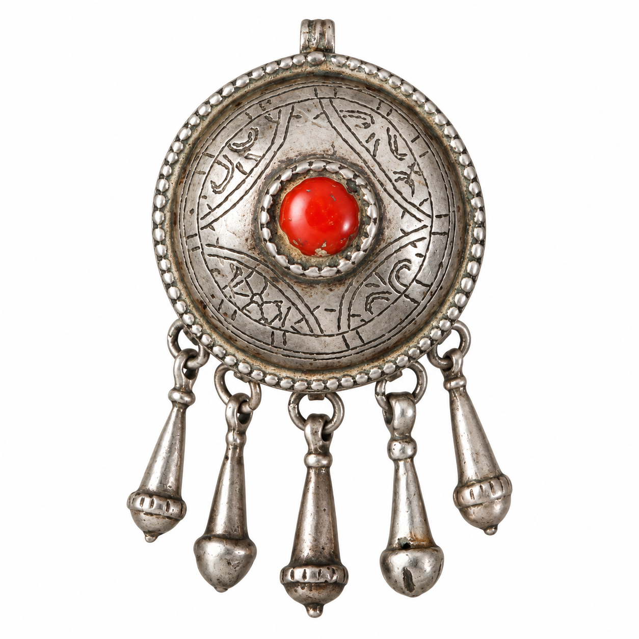 Berber Vintage Silver Pendant Necklace with Antique Tribal Design
