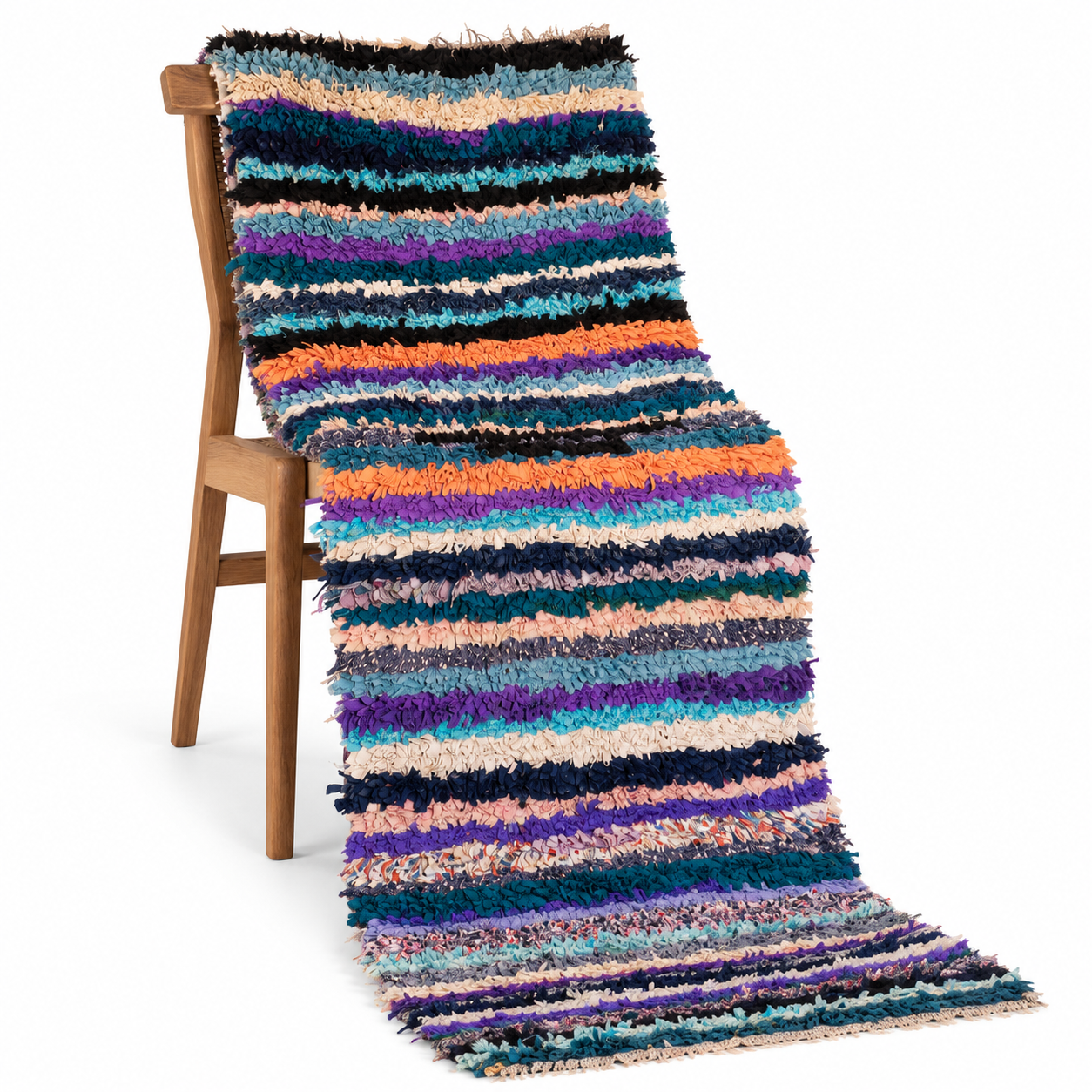 Colorful Berber Amazigh Boucharouite Wool Runner Tribal Rug