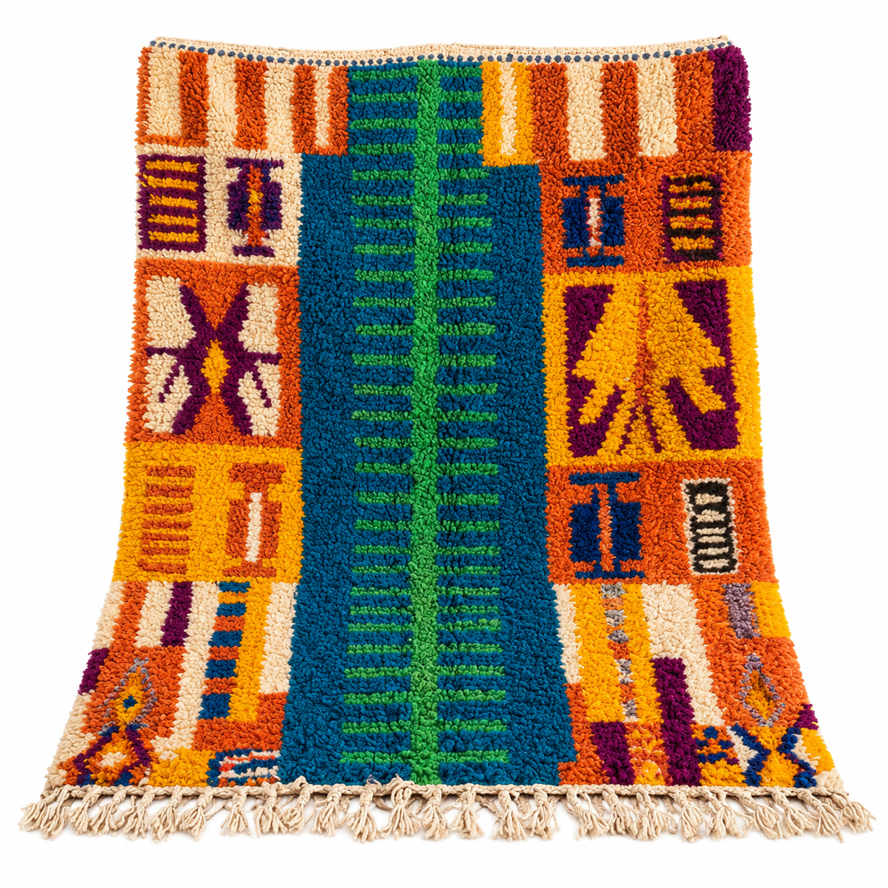 Colorful Berber Boujaad Azilal Wool Handmade Artisan Rug