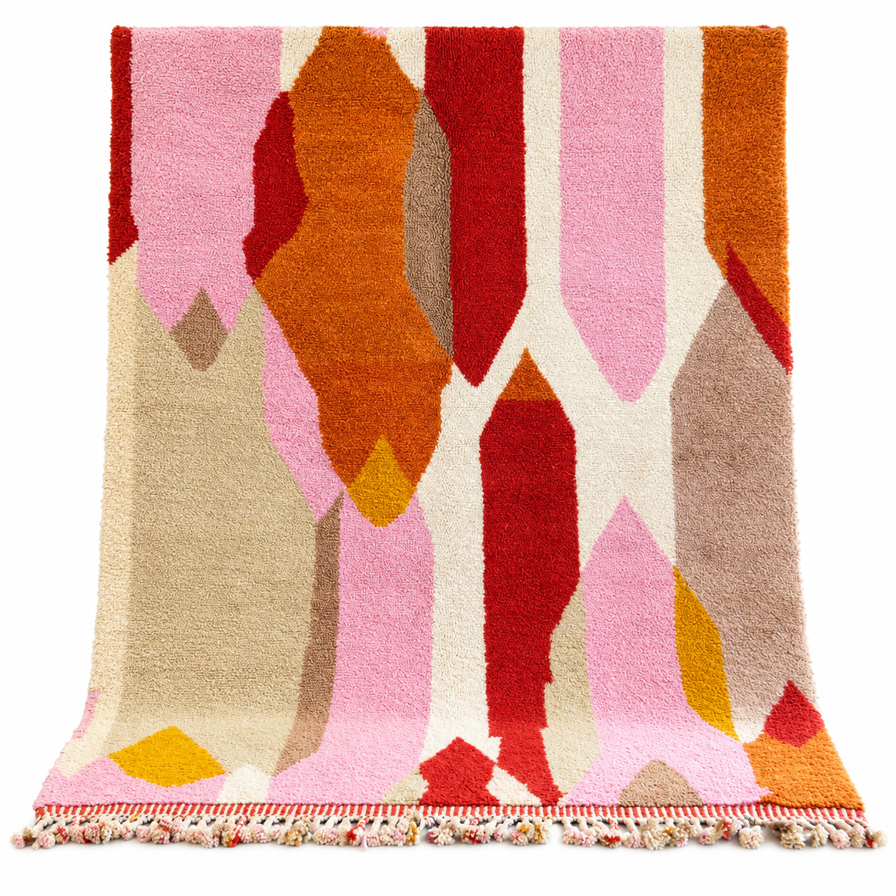 Custom Colorful Berber Beni Ourain Hand Knotted Wool Rug