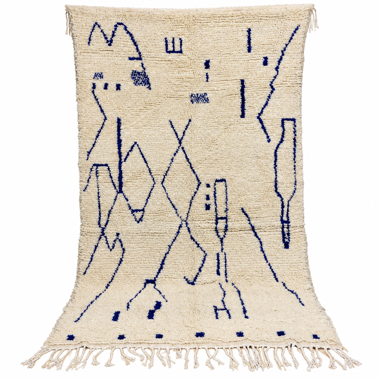 Geometric Berber Azilal Wool Rug Handmade Diamond Tribal Carpet