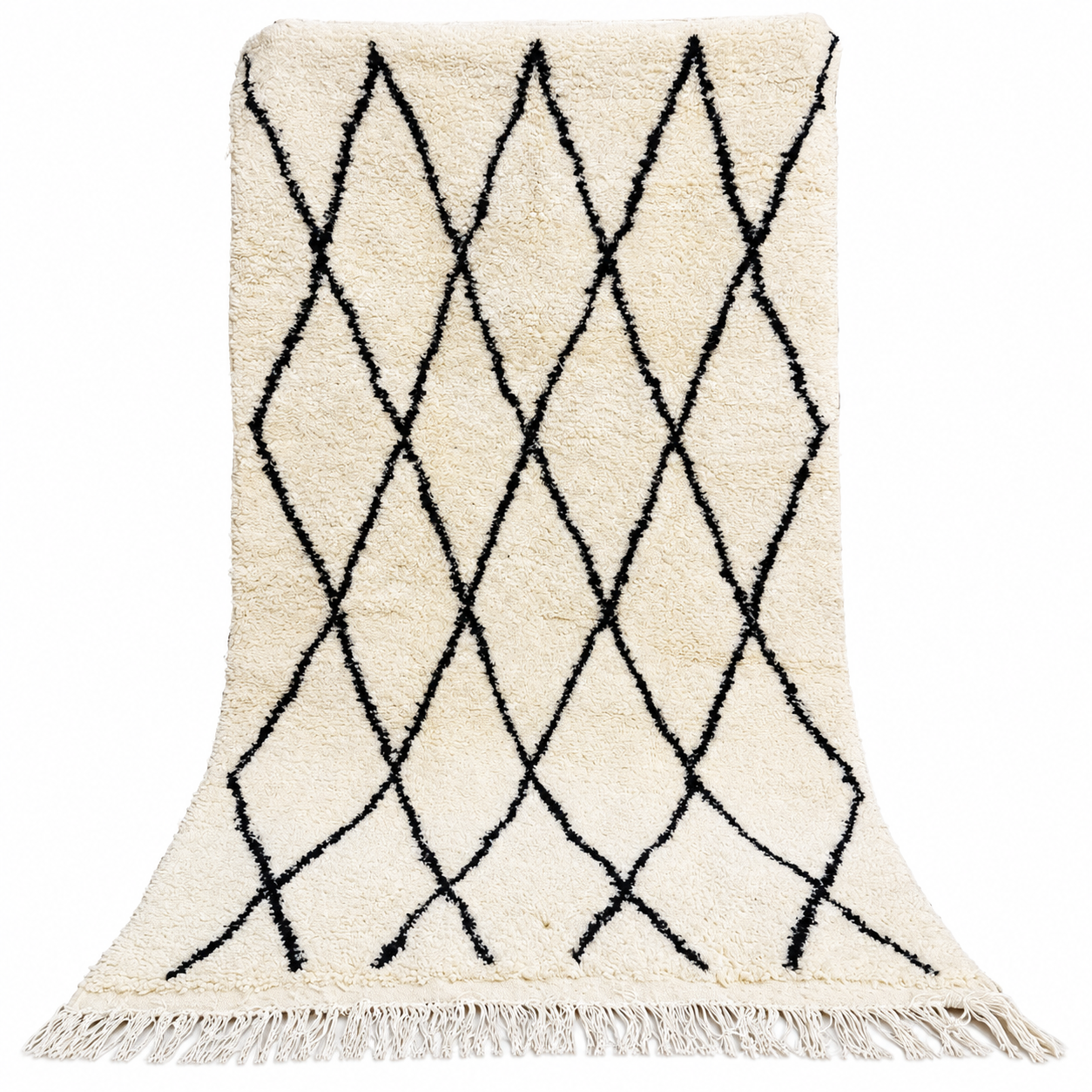 Hand Knotted Berber Beni Ourain Azilal Wool Rug