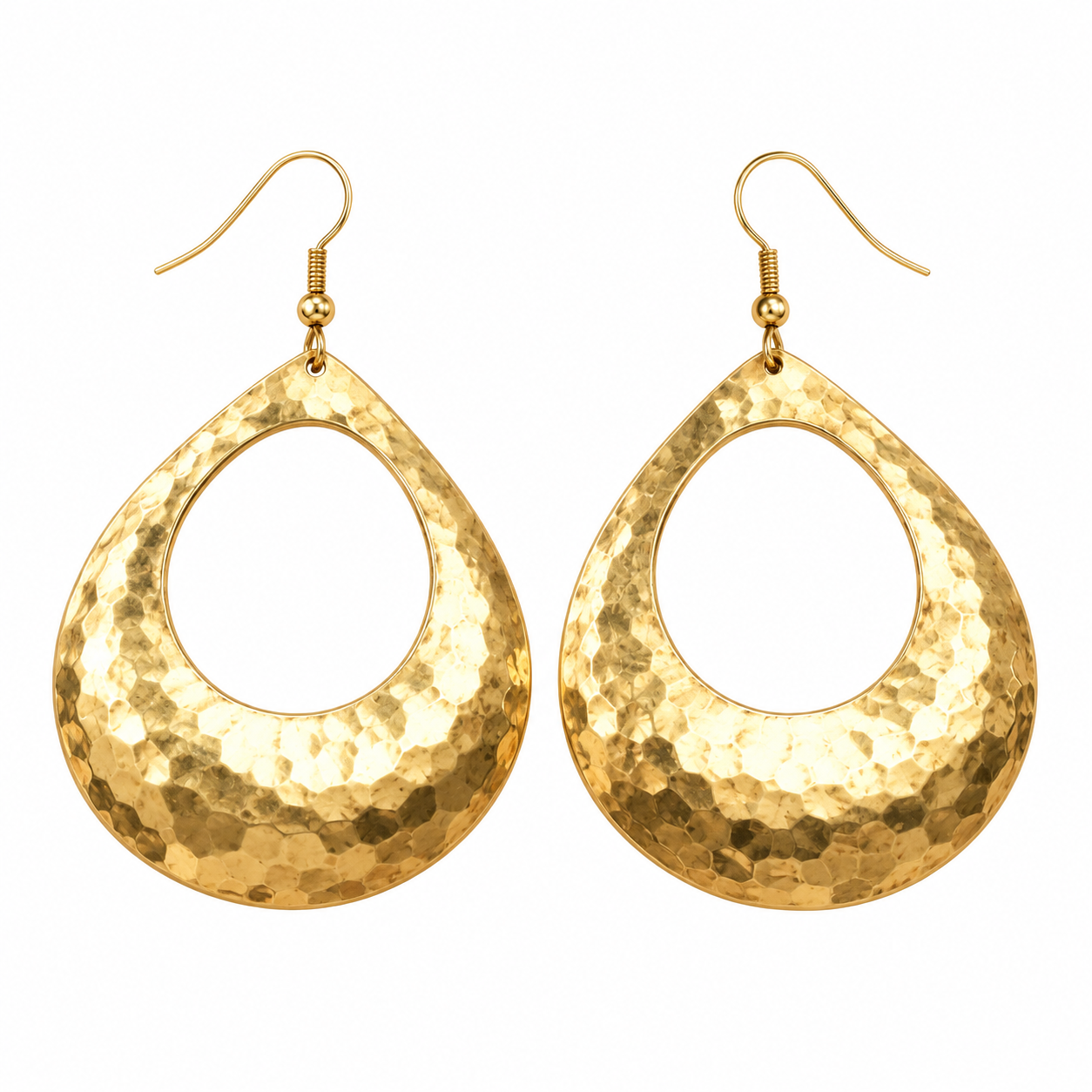 Handmade Amazigh Berber Vintage Hammered Gold Tone Earrings