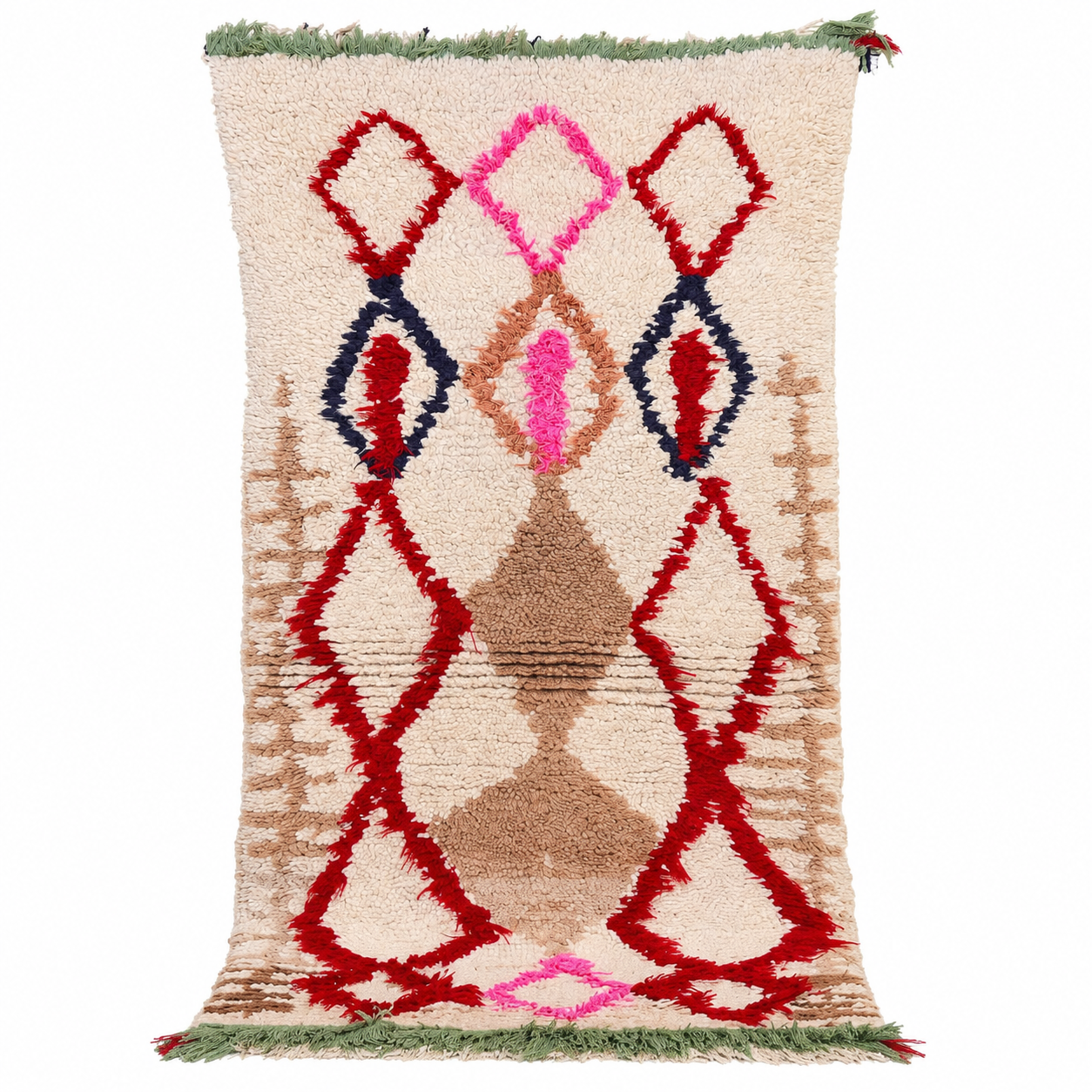 Handwoven Azilal Berber Wool Rug with Bohemian Geometric Design