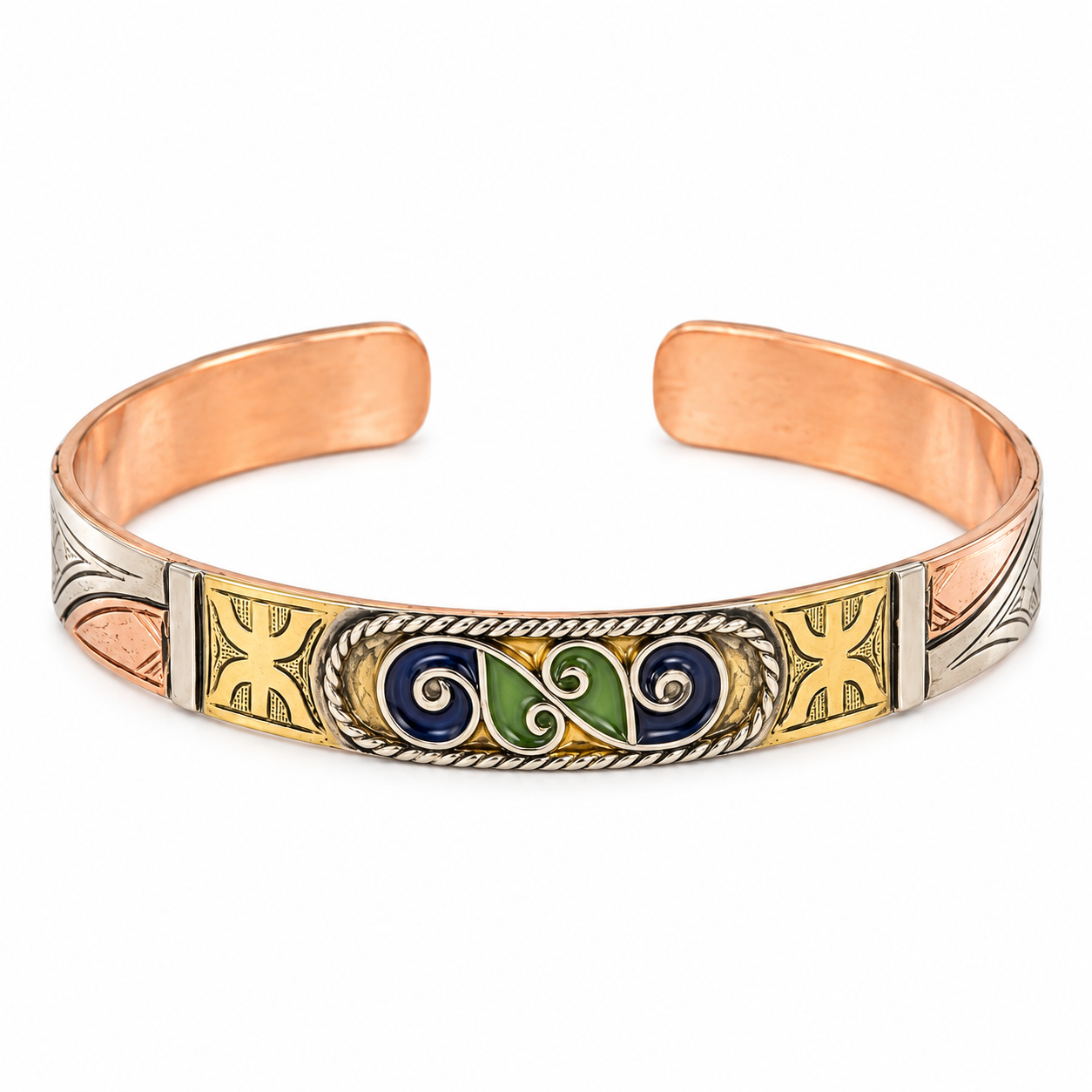 Kabyle Amazigh Enamel Yaz Symbol Bangle Bracelet with Berber Style