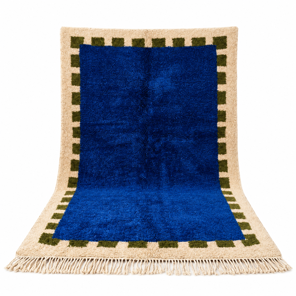 Royal Blue Berber Beni Ourain Inspired Wool Area Rug
