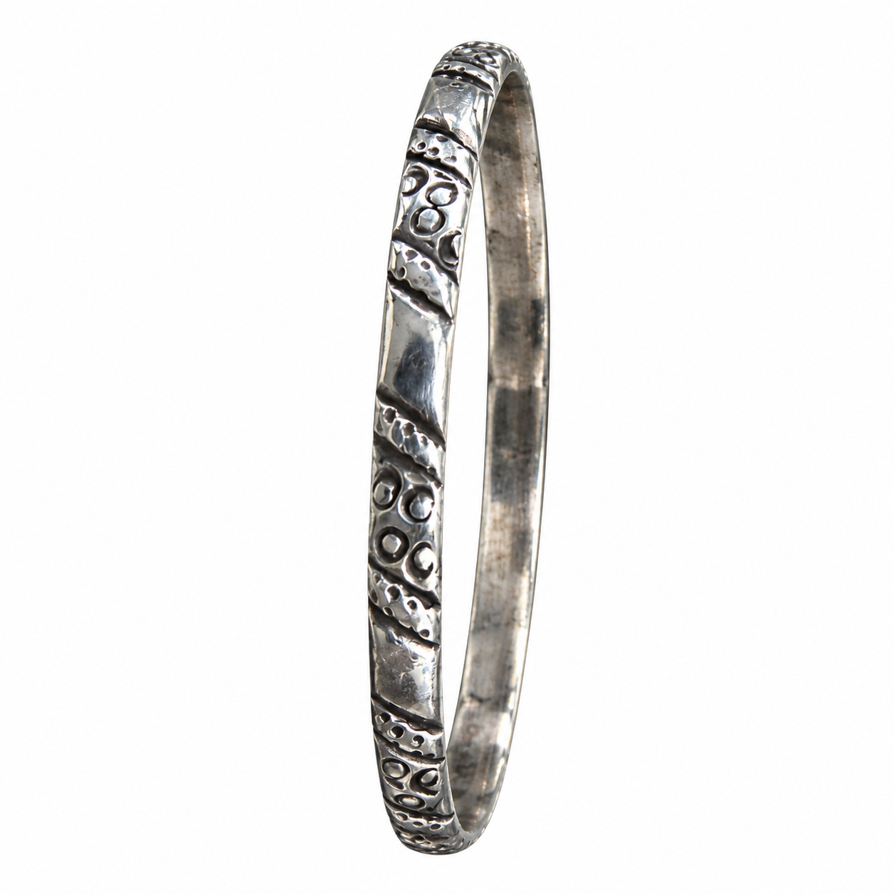 Vintage Amazigh Berber High-Grade Fine Silver Bangle Bracelet