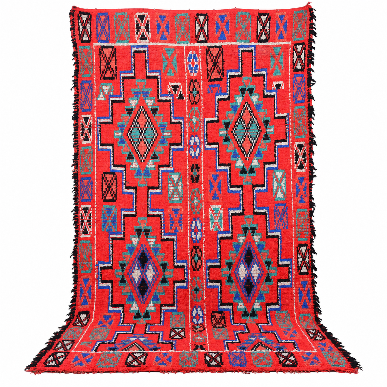 Vintage Azilal Berber Boujaad Wool Rug Handmade Atlas Carpet
