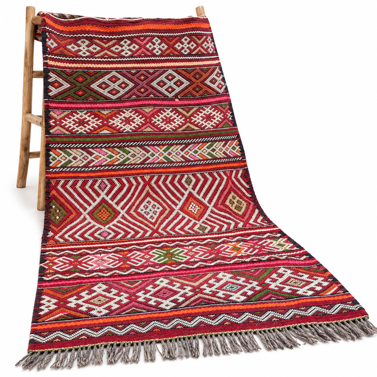 Vintage Berber Amazigh Handmade Tribal Rug with Geometric Motifs