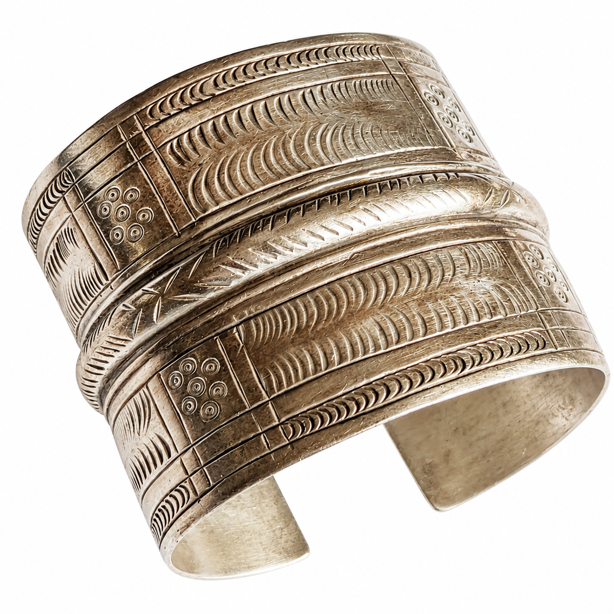 Vintage Berber Silver Amazigh Bracelet from Siwa Egypt Signed