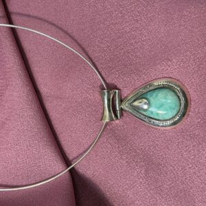 Berber Tuareg Silver Amazonite Pendant Necklace with Amazigh Style