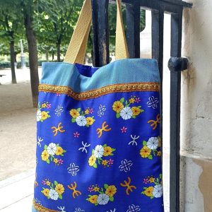 Berber Kabyle Jeans Cotton Tote Bag with Traditional Motifs