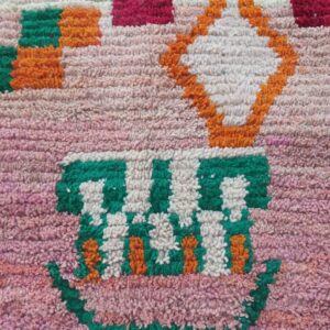 Amazigh Berber Handmade Wool Rug with Colorful Geometric Tribal Design