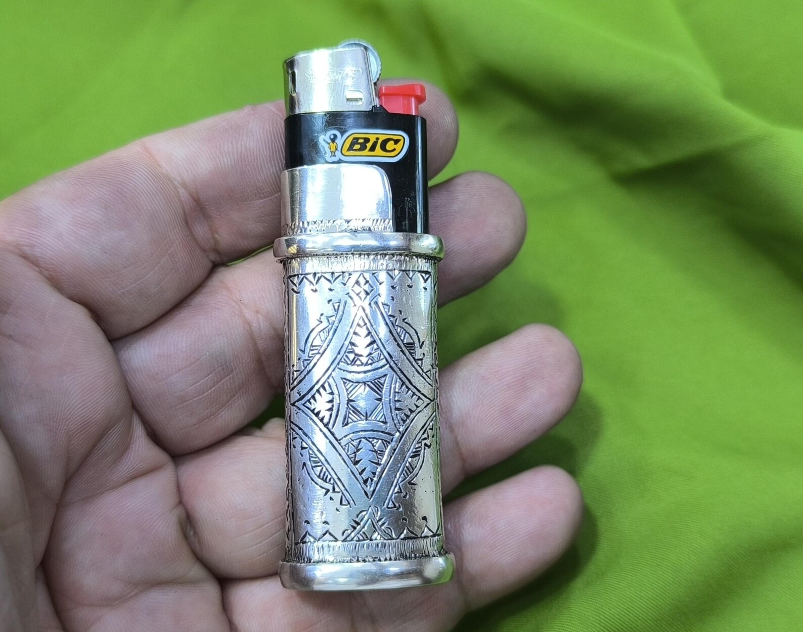 Berber Tuareg Porte Briquet Silver Holder with Engraved Motifs