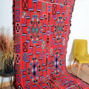 Vintage Azilal Berber Boujaad Wool Rug Handmade Atlas Carpet