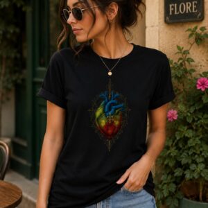 Amazigh Berber Anatomical Heart Graphic T-Shirt Cultural Heritage