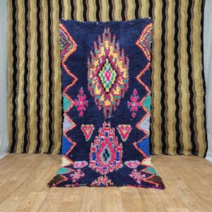 Berber Handwoven Tribal Wool Runner Rug with Vintage Cotton Patterns