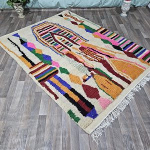 Berber Colorful Beni Ourain Hand Knotted Wool Rug Custom