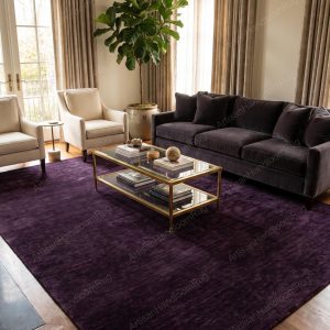 Berber Handloomed Deep Purple Wool Plush Area Rug
