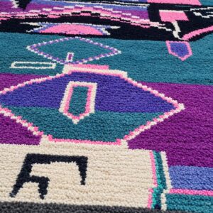 Berber Handmade Pink Geometric Sheep Wool Rug Atlas Floor Decor