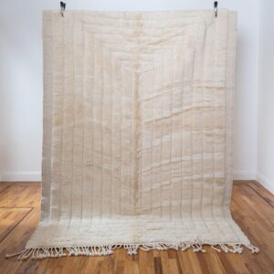 Amazigh Beni Mrirt Wool Rug Hand Knotted Ivory Minimalist Area Rug