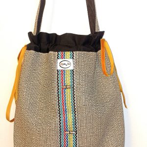 Berber Handmade Pochon Bag with Colorful Trim and Date Kernel Motif