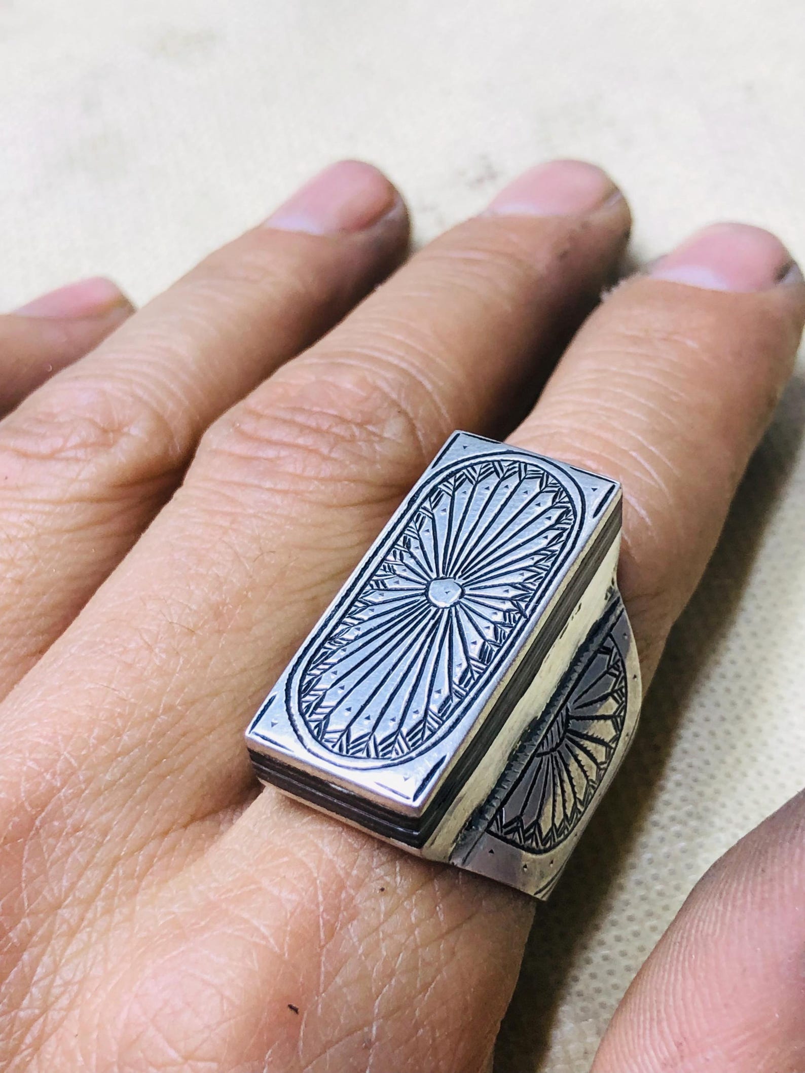 Berber Tuareg Sterling Silver Amazigh Engraved Traditional Jewelry Ring