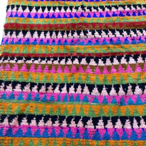 Berber Boucherouite Hand Dyed Wool Rug with Amazigh Tribal Motifs
