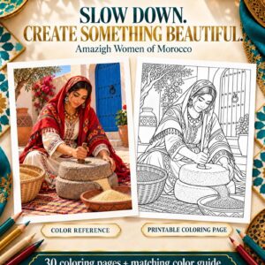 Amazigh Women Coloring Stress Relief Printable Download Collection