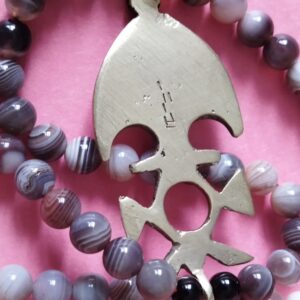 Berber Tuareg Croix Necklace with Vintage Agate Beads