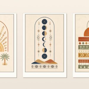 Amazigh Berber Terracotta Arch Moon Phases Print Digital Download