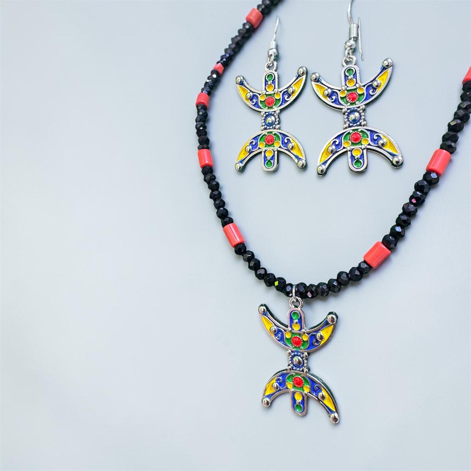 Amazigh Tifinagh Jewelry Set Necklace Earrings Bracelet Berber Design