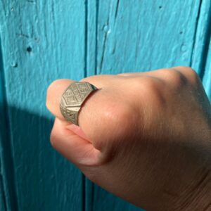 Antique Amazigh Berber Silver Ring with Geometric Engraved Motifs