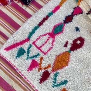 Berber Large Beni Ourain Colorful Geometric Wool Rug Decor
