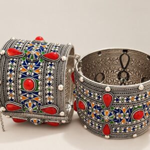 Amazigh Berber Kabyle Manchette Bracelet Argenté Filigree Design
